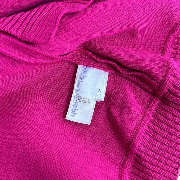 St. John Fuchsia Wool Blend Open Front Shrug Cardigan Size S - Picture 6 of 9
